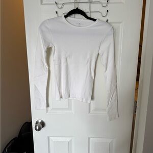 Brandy Melville Cream Ribbed Long Sleeve Top